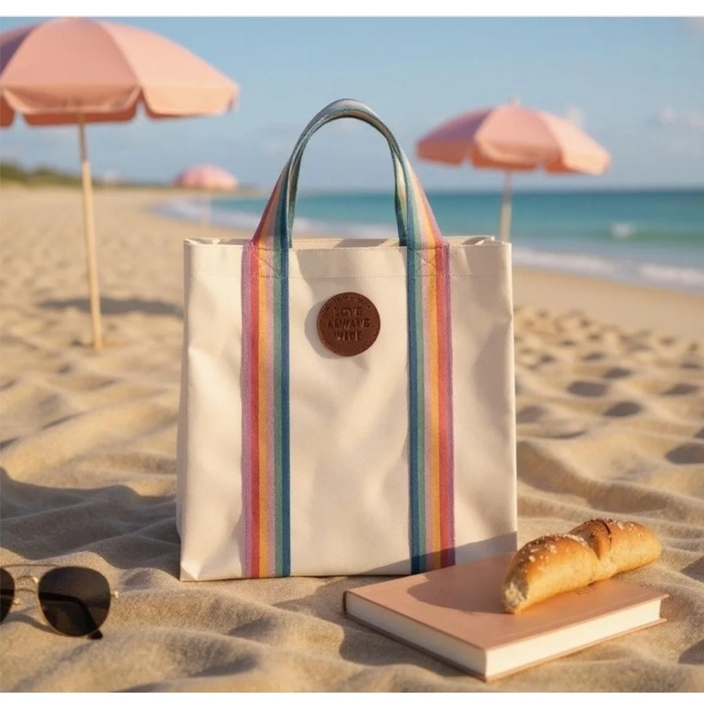 Bath & Body Works Tote Bag White Rainbow Love Always Wins Pride Large Wipeable